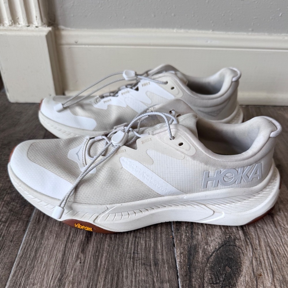 Hoka One One Transport Womens 9.5 White Eggshell Sneakers WWH Vibram Activewear